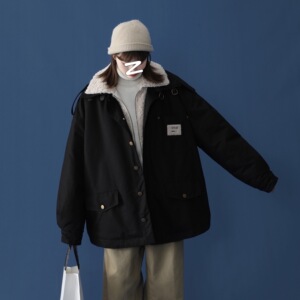 XZ-213-MY10-P128控168冬季羊羔绒工装假两件加厚棉服图片