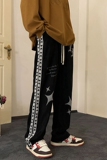 XZ213-DK42-P55控68港风大码麂皮绒发泡织带裤，男装休闲裤，星座213