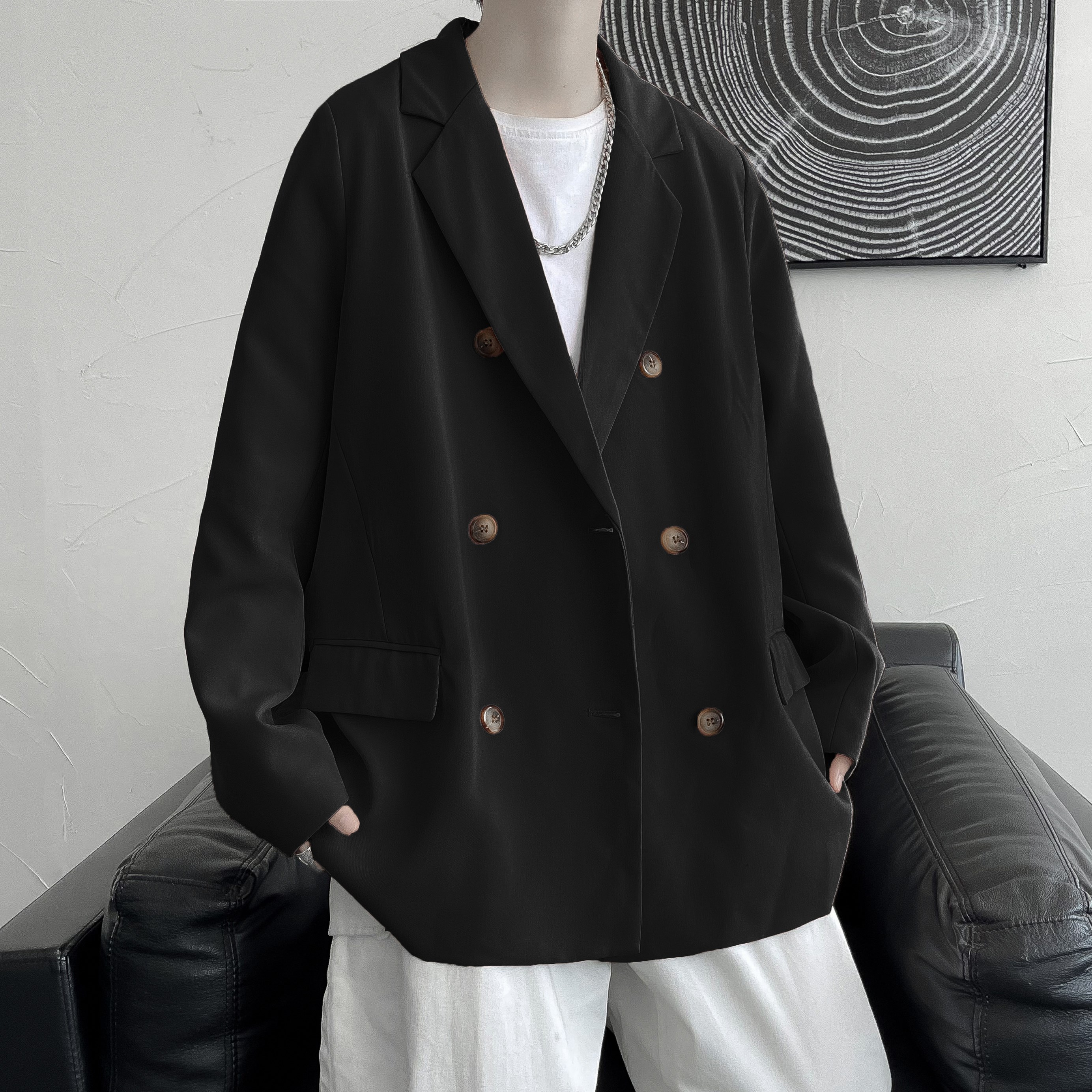 XZ213-19XZ06-七色大码西装男港风排扣西服M-5XL，男装西服套装，星座213