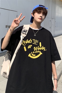 XZ213-19D111-P25控38 大码创意印花宽松T恤潮流男短袖图片