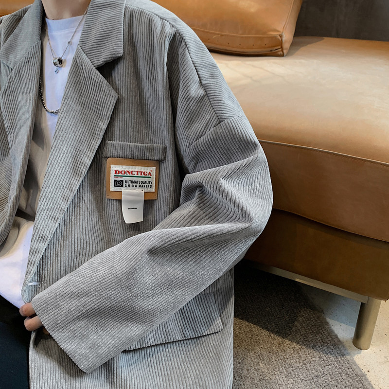 XZ213-19XZ05-P88控108港风大码灯芯绒西装贴标，男装西服套装，星座213