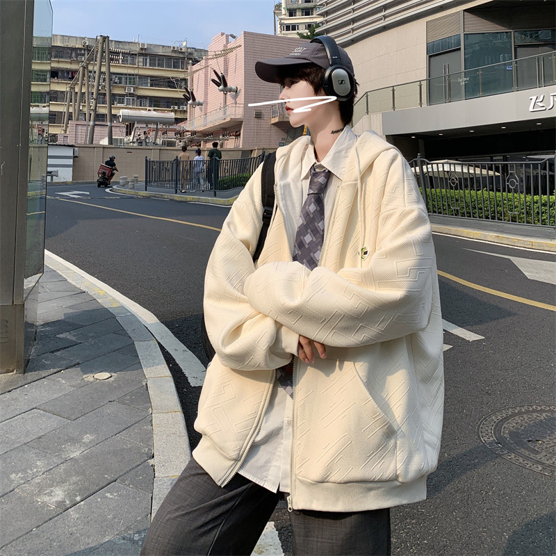 XZ213-MY34-P88控108港风大码浮雕设计加绒开衫连帽卫衣,男装卫衣,星座213
