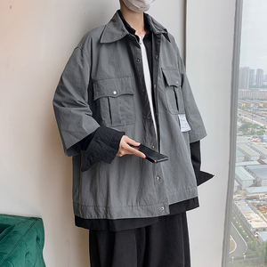 19JK19-P108控128  2021春秋装新款假两件男大码 主推差价足 货足图片