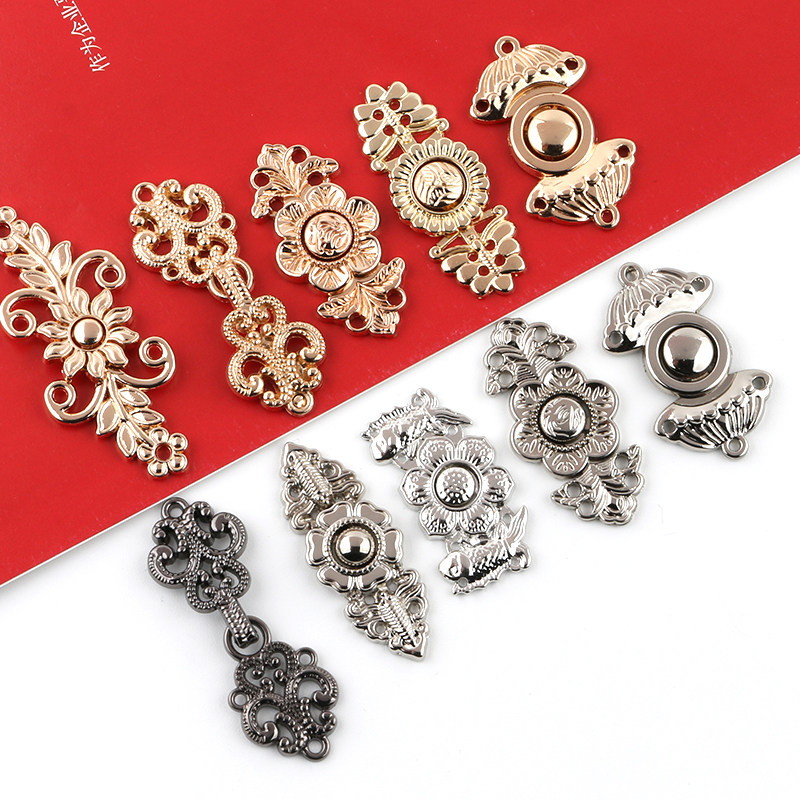 金属复古盘扣搭扣对扣连衣裙扣子配件旗袍衣领钮扣汉服古装子母扣