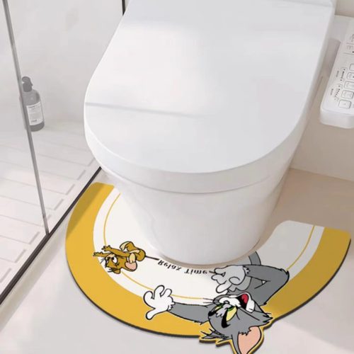 马桶前地垫卡通可爱硅藻泥地垫家用浴室厕所u型吸水耐脏防滑垫子
