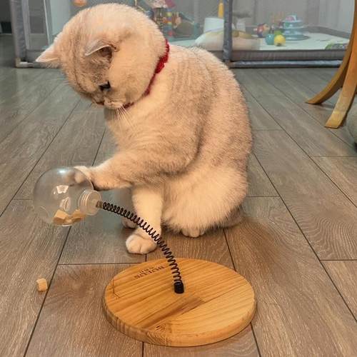 猫咪漏食玩具自嗨解闷消耗体力弹簧逗猫棒冻干漏食球宠物益智用品