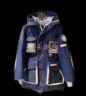 现货秒发充绒500白标冰川中长款 加厚连帽反光派克羽绒服男女雪咒