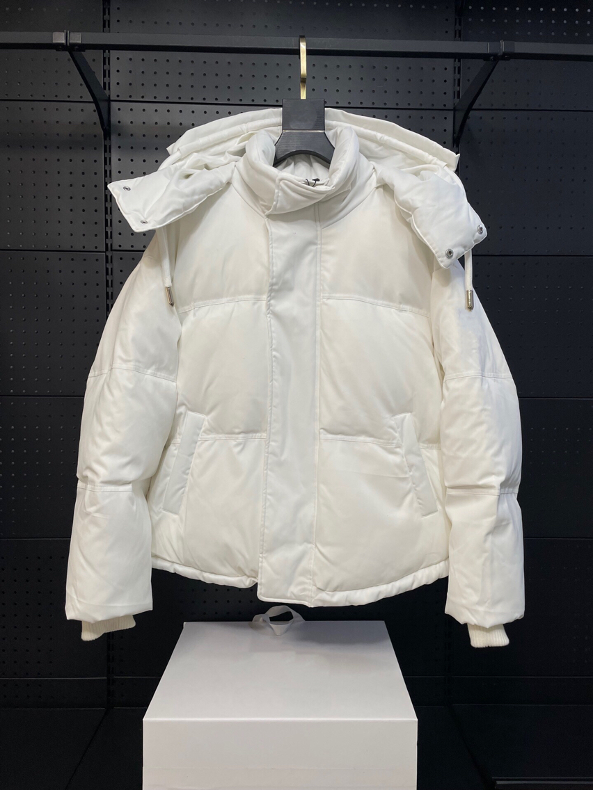 宽松os大码法式爱心纯白色连帽羽绒服外套情况男女带帽面包服潮流