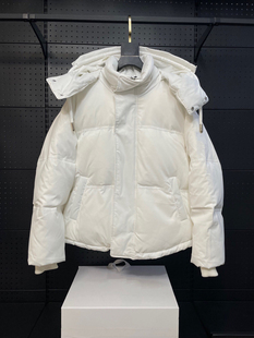 宽松os大码法式爱心纯白色连帽羽绒服外套情况男女带帽面包服潮流