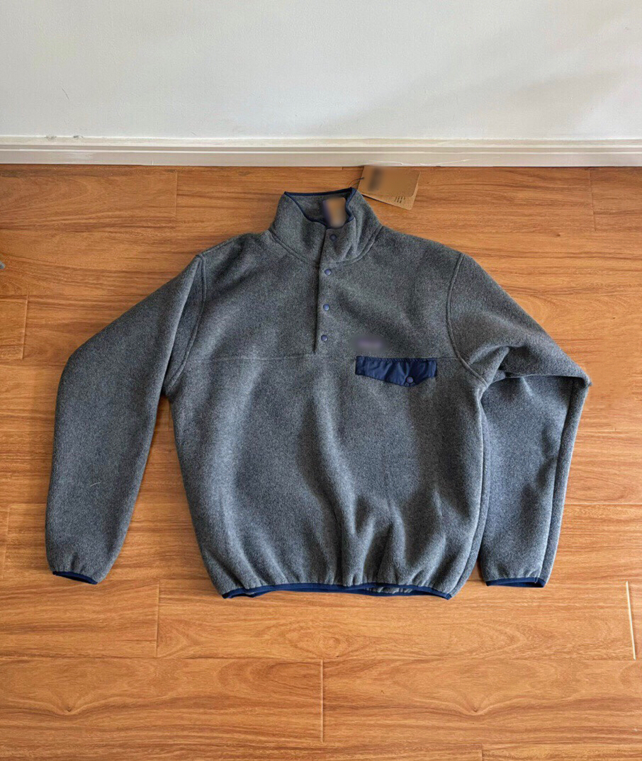 超软户外吸湿保暖双面摇粒绒立领纽扣领宽松套头抓绒衣外套卫衣男