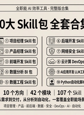 AI全栈技能工具库 10大Skill包合集 开发数据工程电子资料