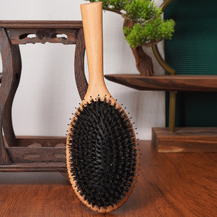 猪鬃毛榉木耐温气垫梳头部按摩气囊梳顺直发美发梳子Wooden comb