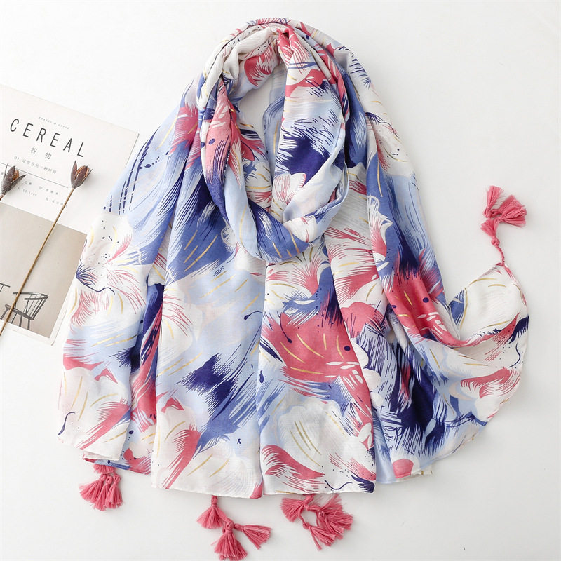 丝巾女薄纱巾遮阳棉麻围巾夏天出游沙漠防晒大披肩Scarf shawl