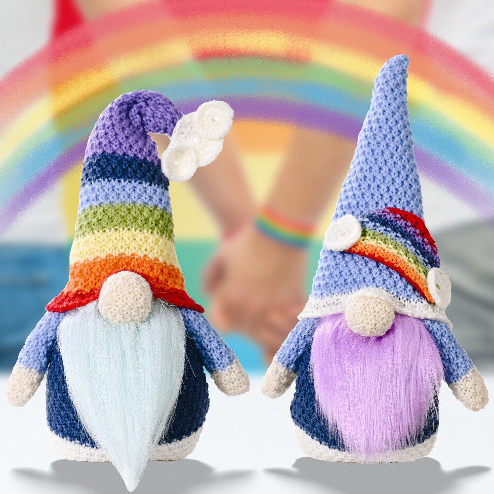 thanksgiving knitted rainbow doll elf figurine针织彩虹娃娃