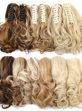 假发女短发马尾 梨花卷化纤高马尾 自然蓬松卷发Curled wig