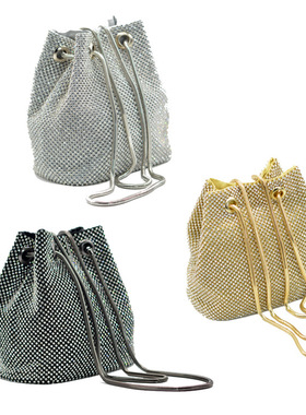 晚宴包镶钻亮片水钻宴会斜跨水桶包Diamond sequin dinner bag