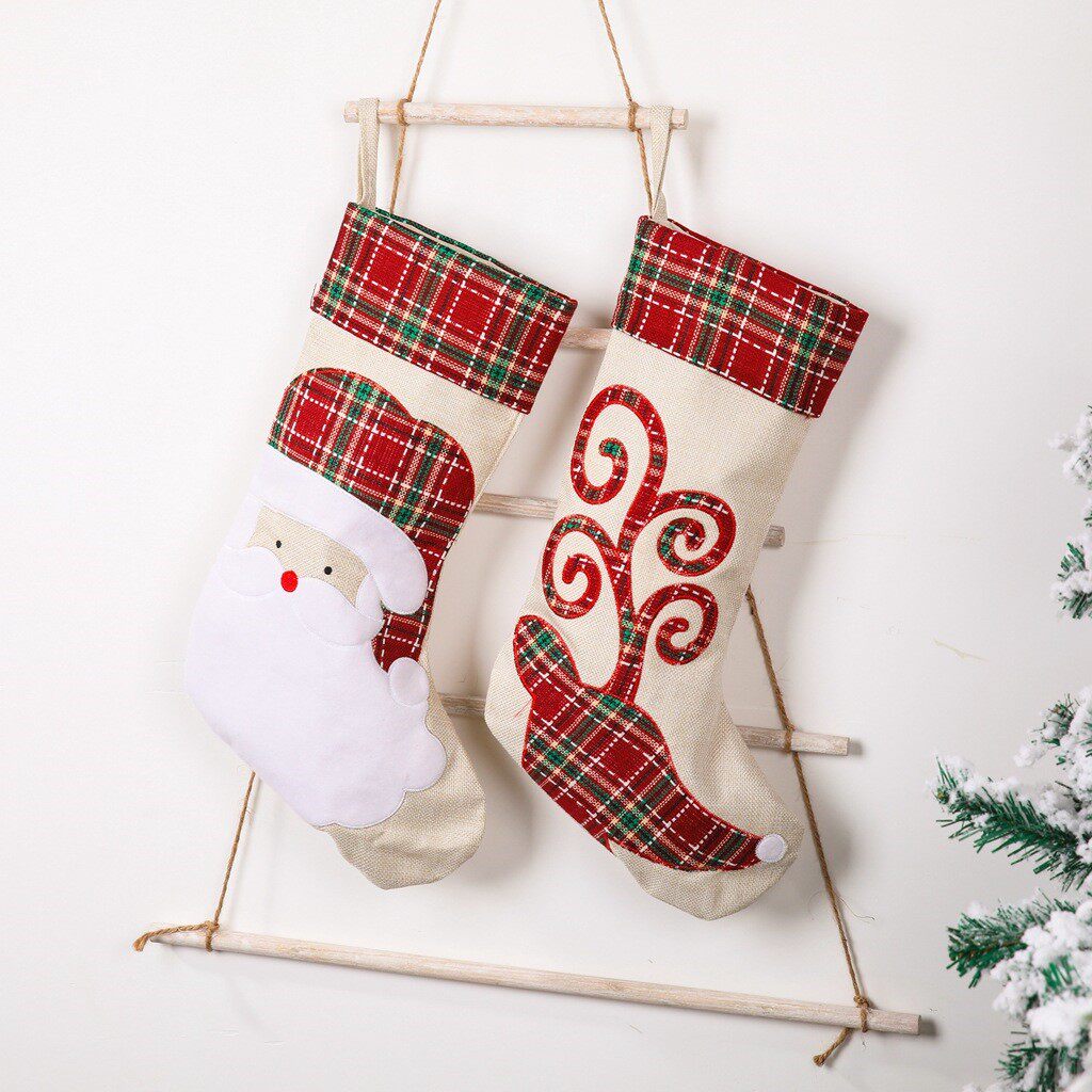 linen elk christmas stocking christmas decorations圣诞袜