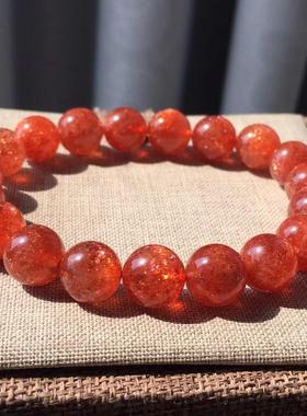 2025天然金太阳石手链金草莓晶手串橙日光石猫眼冰种月光石手链