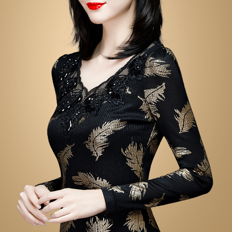 12-01新券蕾丝打底衫女长袖秋冬2019秋装新款女装百搭针织上衣秋季薄款小衫