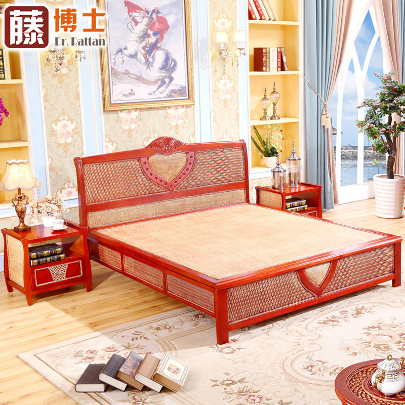 新中式藤艺藤席大床藤床 卧室休闲藤条藤编藤制双人床1.5米/1.8米|msdalam kategori perabot kediaman, katil kelas, katil rotan - dari Buy2taobao.com untuk memberikan perkhidmatan ejen Taobao profesional membeli