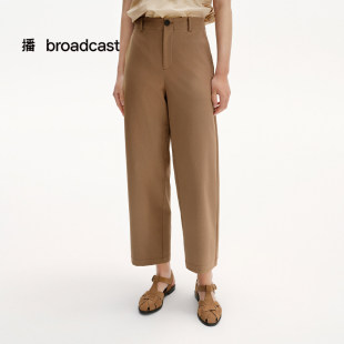 宽松直筒卡其色休闲裤 女25春夏新款 DDS2KD5123 裤 播松弛洋气西装
