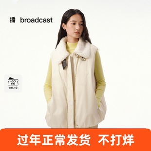 播羽绒马甲2025冬新款柔软舒适羽绒服短款毛领马夹女DDS4RD5262