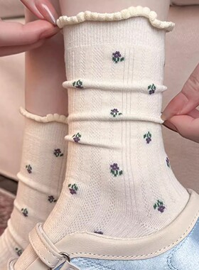 这春夏氛围感一下子就来咯~木耳花边可太piu亮了~袜子女春夏甜妹
