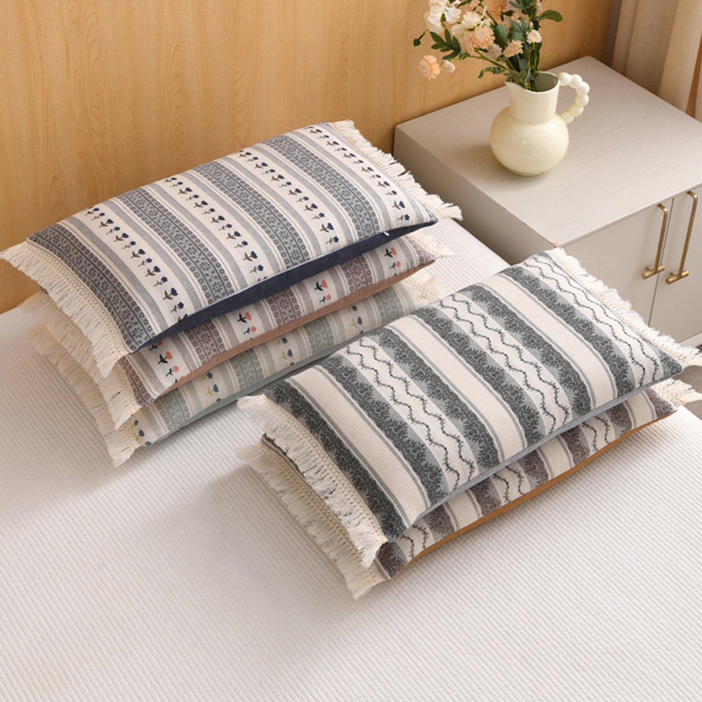 全棉棉麻花边助睡眠荞麦枕