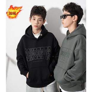 RS家CONCEPTS仿膜印花秋冬加绒连帽套头卫衣中大男童潮牌宽松