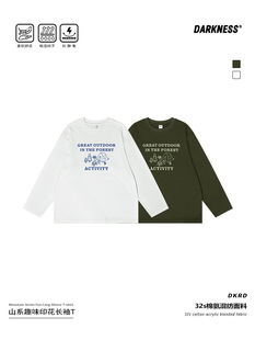 潮 T恤儿童青少年休闲打底衫 RS家25秋季 日系女男童露营山系长袖