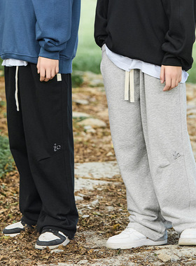 RS家iC侧骨小标精绣质感中大男童卫裤潮宽松2025新款针织儿童长裤