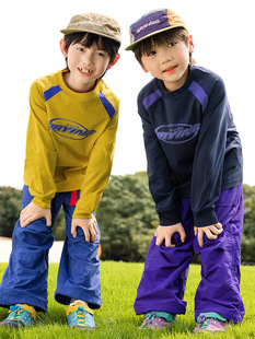 RS家男童长袖 中大童防晒拼色运动圆领T恤宽松洋气儿童T T恤25秋季