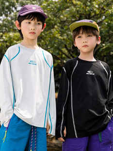 长袖 明线拼接速干抗菌原纱防晒50 T儿童T恤 T恤25秋季 RS家男童长袖