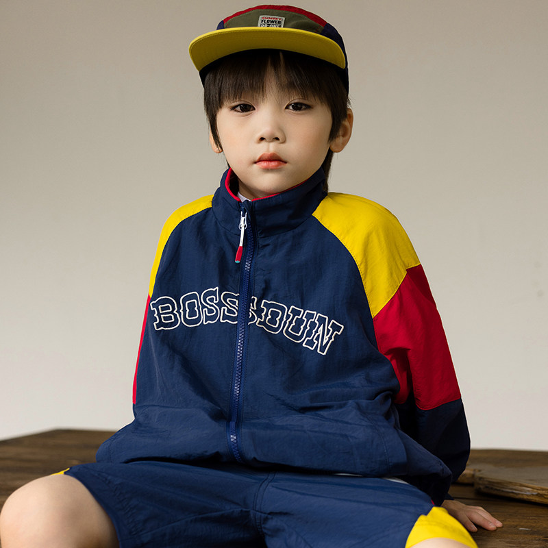 RS家2026春款美式女男童立领运动外套儿童青少年休闲夹克上衣潮