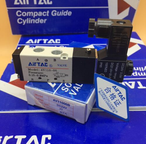 亚德客两位五通电磁阀4V210-08换向阀气AC220/110/380/36DC24/12V