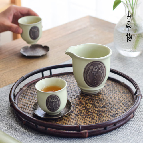 汝窑开片公道杯防烫手茶海功夫茶具单个分茶器可养汝瓷哥窑公匀杯