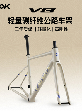 VOOK V8超轻量碳纤维公路自行车车架全内走线碟刹桶轴公路车架组