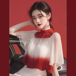 品牌折扣店专柜撤柜2025年夏季 新款 独特漂亮渐变衬衫 女轻熟法式