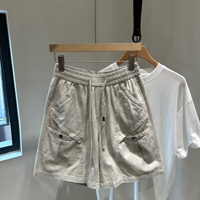 INTROVERT 复古水洗做旧做旧口袋设计感休闲短裤男宽松阔腿五分裤