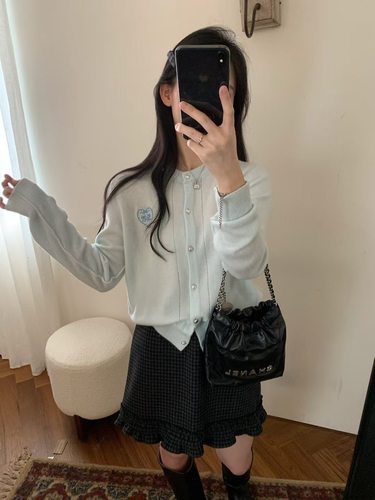 Dumpling 2025秋冬新款百搭显瘦刺绣爱心羊毛开衫