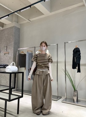 Focuse 2025秋季新款百搭条纹羊毛短袖