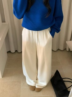 桑蚕丝羊毛松紧腰抽绳直筒休闲裤 sheep 2025秋冬新款