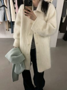 etoile 2026冬季新款简约百搭翻领单排扣毛呢大衣外套