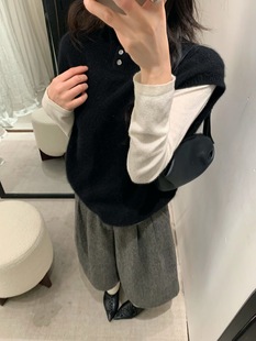 韩系简约百搭高领浣熊马甲 新款 饺子家 2025冬季