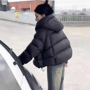 意尔康爆款羽绒服女冬季2025新款短款连帽宽松面包服加厚白鸭绒