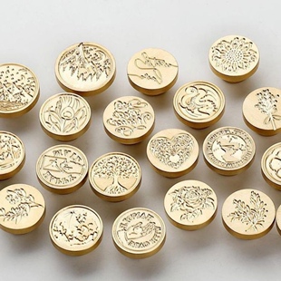 复古火漆保密印章头合金铜压铸蜡戳信封封口密封章头火漆蜡粒工具