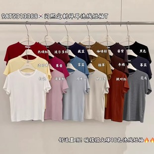 闰熙定制德绒高弹力爆款短袖T恤上衣女通勤百搭圆领主推款3388-9