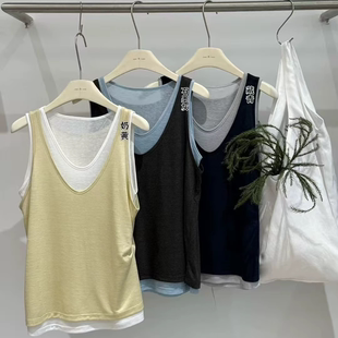 撞色假两件U领背心女甜酷外穿无袖 新款 上衣 7夏季 闰熙CECLLIA0929