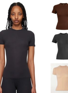 纯元原单SKIMS卡戴珊SOFT SMOOTHING尼龙短袖修身弹力T恤上衣