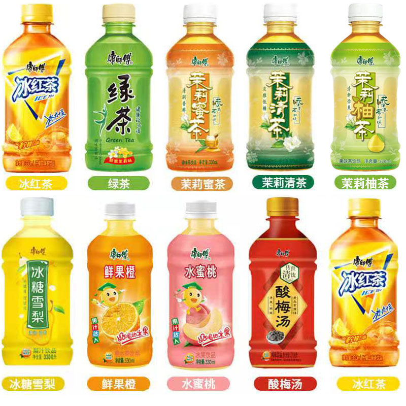 康师傅冰红茶蜜茶茶饮料水蜜桃鲜果橙酸梅汤整箱330ml小瓶迷你装